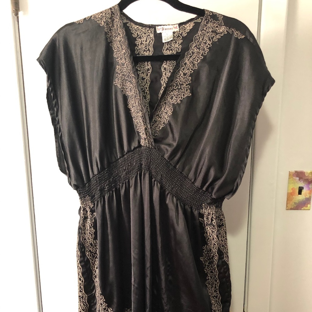 Silky black and gold tunic